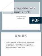 Critical Appraisal of A Journal