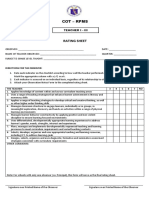 Cot-Rpms Rating Sheet - Teacher I-Iii