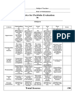 Rubric For Portfolio Evaluation (Updated)