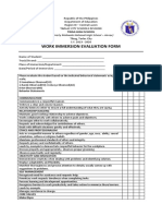 Work Immersion Evaluation Form