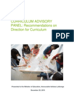 Curriculum Advisory Panel Recommendations