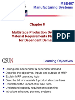 Multistage Production Systems: Material Requirements Planning For Dependent Demand