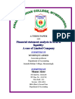 Da Study On Financial Statements of A Company in Terms of Liquidity, Solvency and Profitability