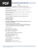 Filosofia - Exercícios de Exame Nacional Indutivismo, Popper e Kuhn. 