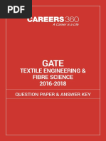 GATE 2016 2018 Textile Engineering and Fibre Science Question Paper and Answer Key PDF