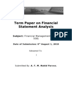 FM Term Paper On Financial Statement Analysis