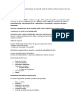 Proposta de Roteiro para Implementação de Sistema de Gestão Da Qualidade Conforme Requisitos Da Norma ABNT NBR ISO 9001