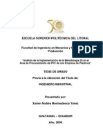 Análisis de La Implementación de La Metodología 5S en El Área de Procesamiento de PVC de Una Empresa de Plásticos