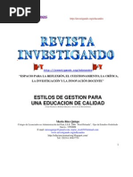 Estilos de Gestion para Una Educacion de Calidad