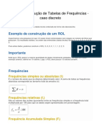 Construção de Tabelas de Frequências