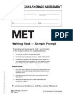 MET 2019 - Sample Writing Prompt