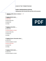 Exercises For Task 1 (English Grammar)