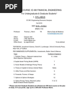 IE 490 Financial Engineering Syllabus