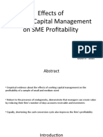 Effects of Working Capital Management On Sme Profitability