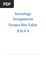 Sociology Assignment Usama Bin Tahir B.B.A 4