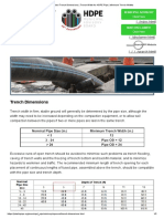 Standard Trench Dimensions - Trench Width For HDPE Pipe - Minimum Trench Widths PDF