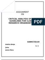 Assignment ON: Critical Analysis of New Guidelines For Clinical Research Organizations