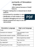 Advantages/merits of Simulation Languages