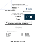 Optimisation Des Paramètres de La Décoloration Des Huiles Végétales Soja Et Tournesol