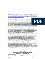 TISS MA in Social Entrepreneurship Question Papers With Answers 2011 PDF Previous Question Papers of TISS MA in Social Entrepreneurship Solved