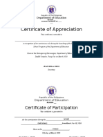 Certificate of Appreciation, Participation and Apprearance