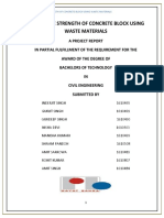 To Find The Strength of Concrete Block Using Waste Material Project Report