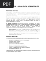 Informe de La Molienda de Minerales