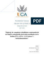 Síntesis de Complejos Alenilideno Semisandwich de Ru (II) Conteniendo Derivados Metilados de La Fosfina PTA. (PTA: 1,3,5-Triaza-7 - Fosfaadamantano