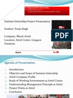 Welcome To Summer Internship Project Presentation Student: Pooja Singh Company: Bharti Airtel Location: Airtel Center, Gurgaon Duration