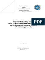 Improve The Reading Level of The Grade IV-Humble Through The Dependence On Dictionary and Synonym Books To Enhance Comprehension