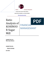 Ratio Analysis of Kohinoo R Sugar Mill: Financial Managemant