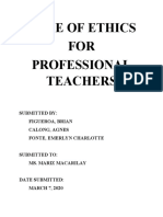 CODE OF ETHICS For Teachers Summary