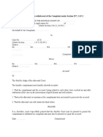 Application For The Withdrawal of The Complaint Under Section 257, Cr.P.C.-Drafting-Miscellaneous Template-771