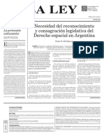 Necesidad Del Reconocimiento y Consagración Legislativa Del Derecho Espacial en Argentin