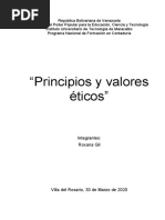 Los Principios y Valores Eticos Como Fuente de Partida en La Sociedad