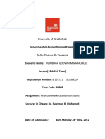 MSC Finance Full Time Financial Markets and Institutions Assignment Report