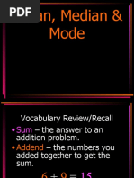 Mean, Mode, Median