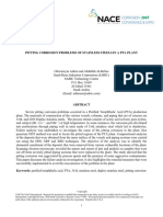 Paper No.: Pitting Corrosion Problems of Stainless Steels in A Pta Plant