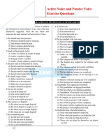 Active Voice and Passive Voice Exercise Question PDF