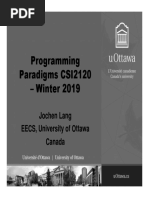 Programming Paradigms CSI2120 - Winter 2019: Jochen Lang EECS, University of Ottawa Canada