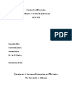 Tension Test Discussion Mechanics of Materials Laboratory AEM-251