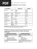 Measurements AS Level Summary