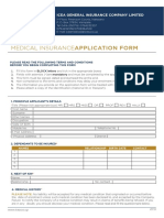 Medical Insurance Application Form: Icea General Insurance Company Limited