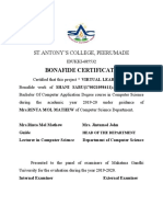 Bonafide Certificate: ST - Antony'S College, Peerumade