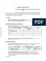 Sample Procurement Plan: Aug 2017 - Dec 2017