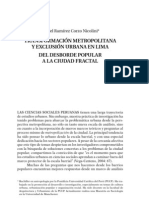 Tansformación Metropolitana y Exclusión Urbana en Lima: Del Desborde Popular A La Ciudad Fractal"