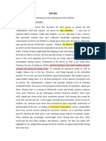 EWC661 TITLE: Dietary Habits During Term Time Among University Students. Background of Study