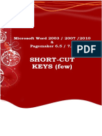 Microsoft Word and Pagemaker 6.5 Shortcut Keys