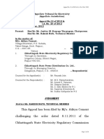 This Appeal Has Been Filed by M/s. Aditya Cement Challenging The Order Dated 8.11.2011 of The Chhattisgarh State Electricity Regulatory Commission