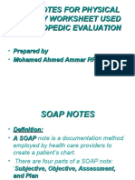 Soap Notes For Physical Therapy Worksheet Used in Orthopedic Evaluation